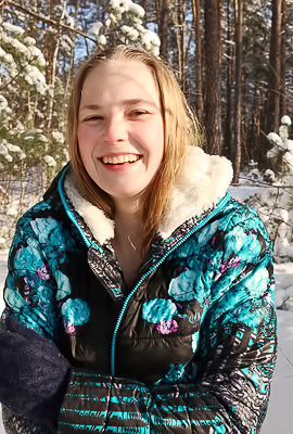 Lacy Nowak Has Fun Frolicking Half-naked In The Snow