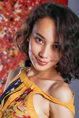 Djessy Lifting Her Colorful Dress To Expose Her Hairy Pussy