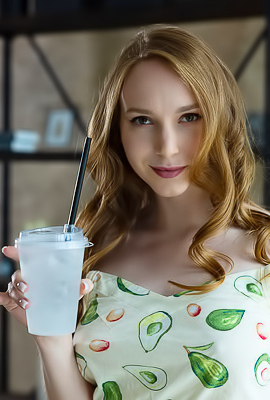 Vicki Wade Letting The Drops Trickle Over Her Lovely Breasts And Down To Her Fluffy Ginger Curls
