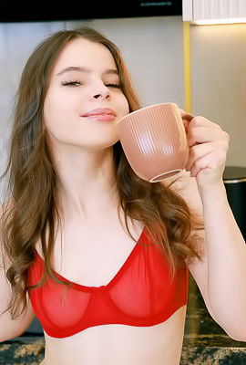 Indiana Russian Brunette Is Delightfully Enticing In Sexy Red Lingerie