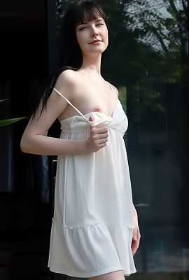Amelia Riven Enticingly Strips To Heels On Patio Then Masturbates Indoors With Dildo Ecstasy