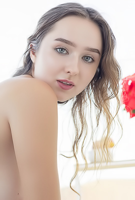 Bozhena Straddles The Bed With Legs Extended High Heels Glossy