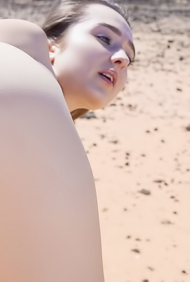 Bozhena in Command: Mastering the Desert with Bodysuit and Ankle Strap Heels